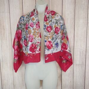 Floral 100 Silk Scarf Large 40" X40"